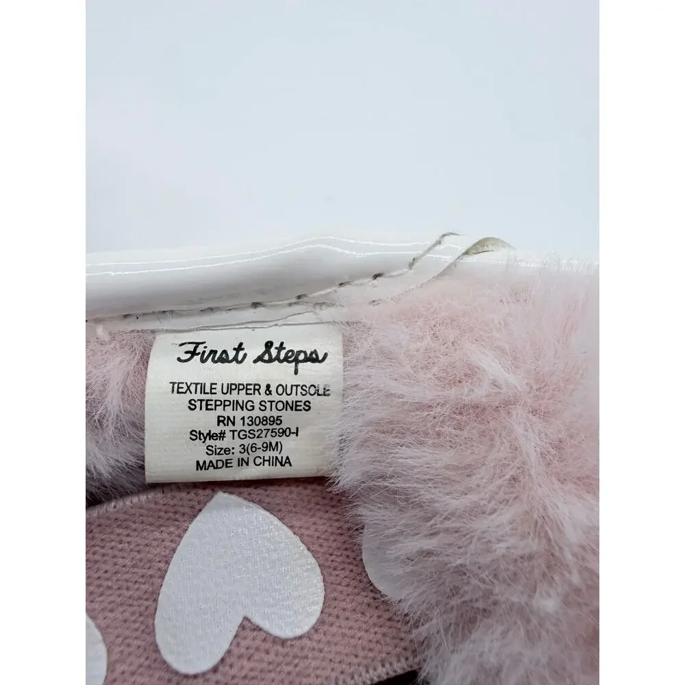 UGG Baby Girl Fluff Yeah Black Slides Pink First Steps Size 0-6 6-9 Month